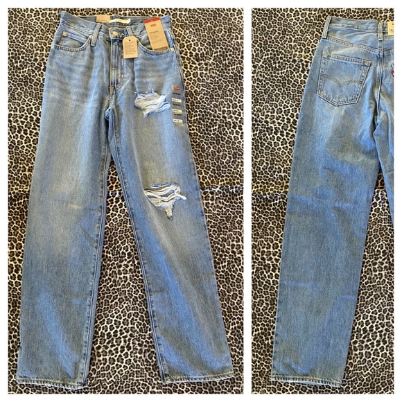 Levi’s ‘94 Baggy Mid Rise Straight Leg Jeans Distressed Medium Blue 25 26 29 30 - Picture 13 of 15